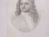 an old book with a drawing of a man with long hair