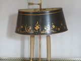 a lamp that is sitting on a table in a room