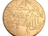 une image représentant une pièce d'or sur laquelle figure une carte