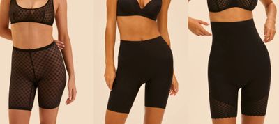 three photos of a woman in a black bra top and a woman in a black bra top and a woman in a black bra top and a woman in a black