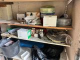 a shelf with many items on it in a room