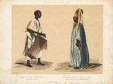 un vieux dessin représentant un homme et une femme en costume traditionnel