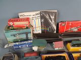 many different types of toy trains on the table