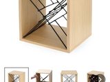 a wooden box with a wine rack in it