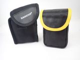a black case with a yellow band and a black case with a yellow band