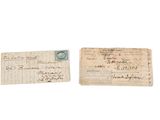deux vieux morceaux de papier sur lesquels il y a des inscriptions