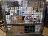 a large metal cart with a lot of items in it