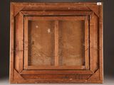 an old wooden picture frame with a broken window in it