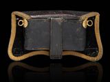 a close up of a black belt with a gold buckle