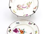 une paire d'assiettes ornées de motifs floraux sur fond blanc