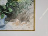 a painting of flowers in a vase on a table
