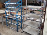 many shelves that are sitting in a warehouse