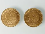 deux souverains d'or, dont l'un représente un cheval et l'autre un lion