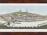 peinture d'une vue d'une ville avec une rivière et un pont