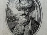 une vieille gravure représentant un homme portant un turban et une moustache