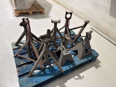 a blue pallet with a bunch of tools on it