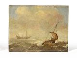une image représentant un tableau d'un voilier sur une mer agitée