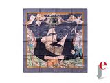 une image représentant un foulard carré orné d'un bateau pirate