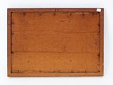 a close up of a wooden box on a white surface