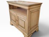an image of a wooden tv stand with a marble top