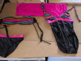deux photos de maillots de bain pour femme et un maillot de bain dans une boîte