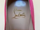 christiane garaud pink sued pumps with gold logo