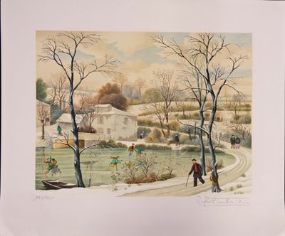 a picture of a painting of a winter scene