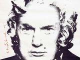 an image of a black and white photo of a man with curly hair