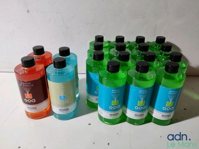 several bottles of alcohol are lined up next to each other