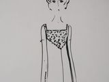 a drawing of a woman in a dress on a white background