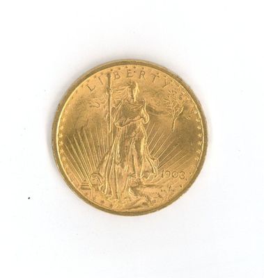 une image d'une pièce d'or sur une surface blanche