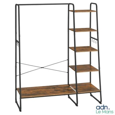 une étagère en bois composée de quatre tablettes et dotée d'une structure métallique