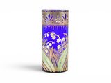 un grand vase orné d'un motif bleu et or