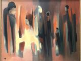 a painting of a group of people standing in front of each other