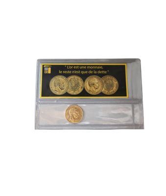 a close up of a coin in a clear plastic holder