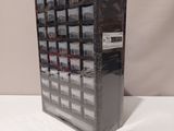 a black box with a lot of drawers inside of it