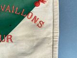 an image of a green and white flag with a red star on it