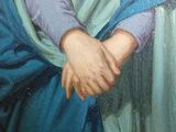 a painting of a woman in a blue dress