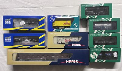 SACHEN MODELE – REE – HERIS -Lot de 9 wagons de transports de marchand - Photo 1