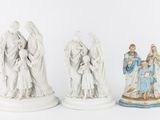 three figurines of the nativity of jesus, mary, joseph, and joseph