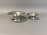 pair of silverplated footed bowls with floral decoration
