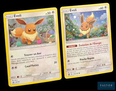 deux cartes Pokémon représentant un renard et un renard en arrière-plan