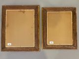 pair of antique wooden picture frames with gold paint on them