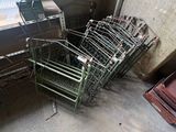 a pile of shopping carts in a room with a window