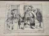 a drawing of a man and a woman talking to a dog