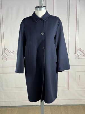JIL SANDER - Caban en drap de laine marine, petit col sur si…