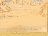 a picture of a painting of a man and a woman on a beach