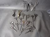 many pairs of scissors that are on the table