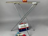 a small table with a toy on top of it