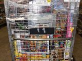 a cart full of magazines and magazines in a warehouse